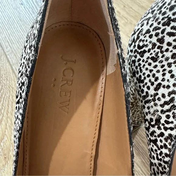 J Crew Women's Black & White Cheetah Print Calf Hair Block Heels Size 9 GUC - Picture 4 of 10